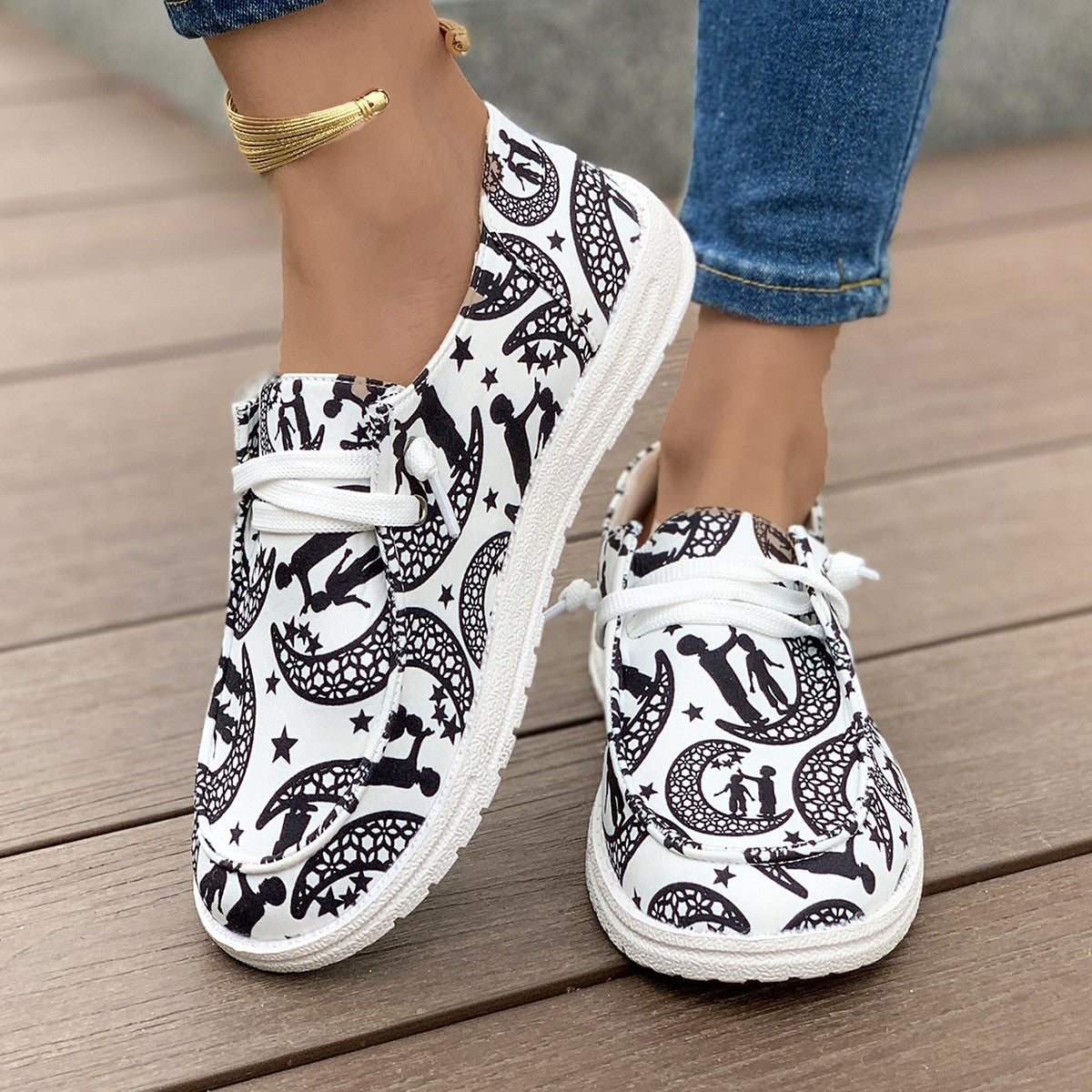Damen Freizeitschuhe mit einzigartigem grafischen Design und komfortabler Gummisohle Stalluxe