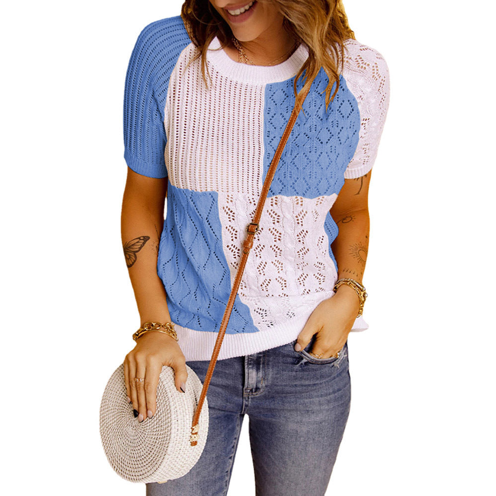 Damen Strukturiertes Farbkasten Stricktop Stalluxe