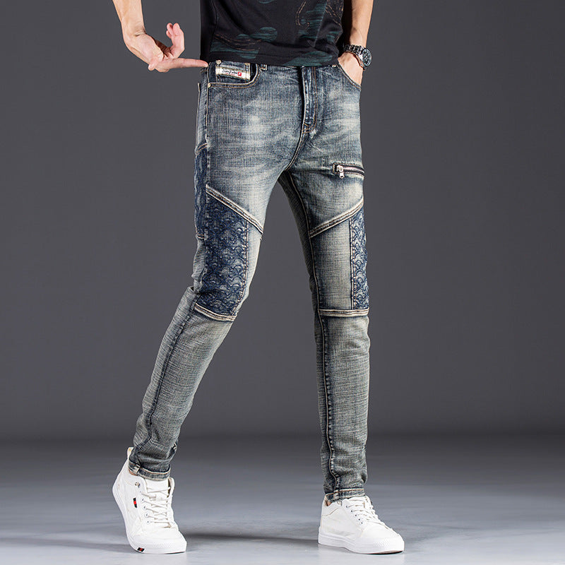 Herren modische Slim Fit Jeans mit kreativen Designelementen und einzigartigen Nähten Stalluxe