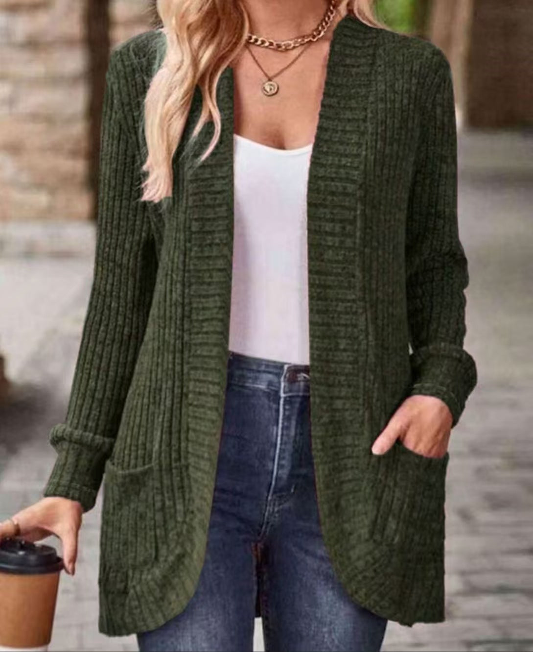 Damen lässige Strickjacke mit Taschen und strukturiertem Design Stalluxe