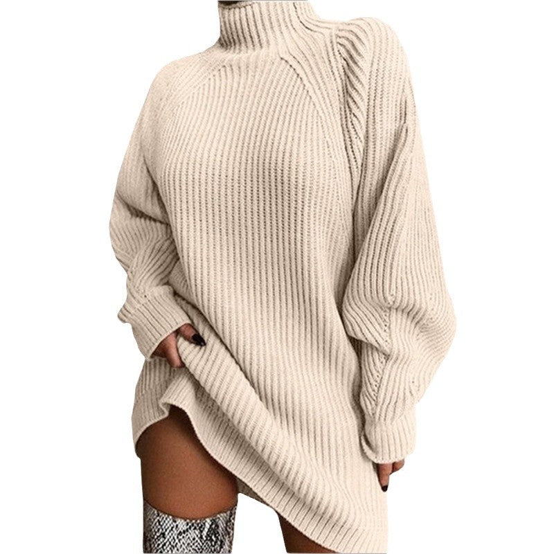 Damen Grobstrick-Pullover mit hohem Kragen Stalluxe