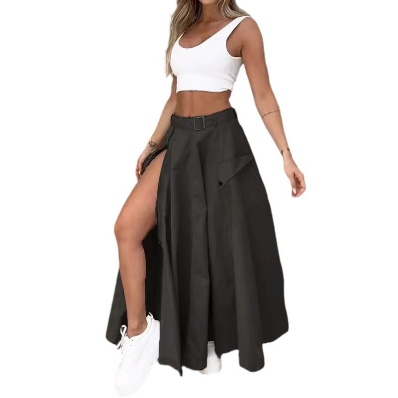 Damen Maxi-Rock mit praktischen Taschen und stylischem Schlitz Stalluxe