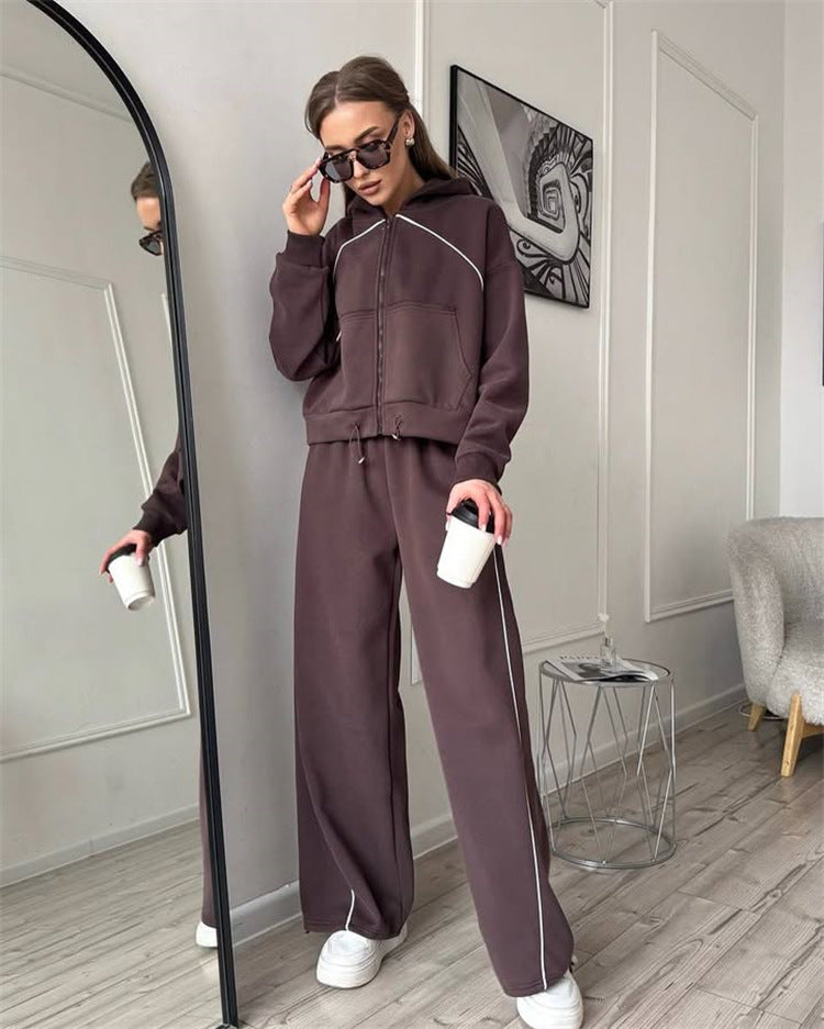Damen sportliches Freizeitjacken- und Hosen-Set mit trendy Schnitt und elastischem Bund Stalluxe