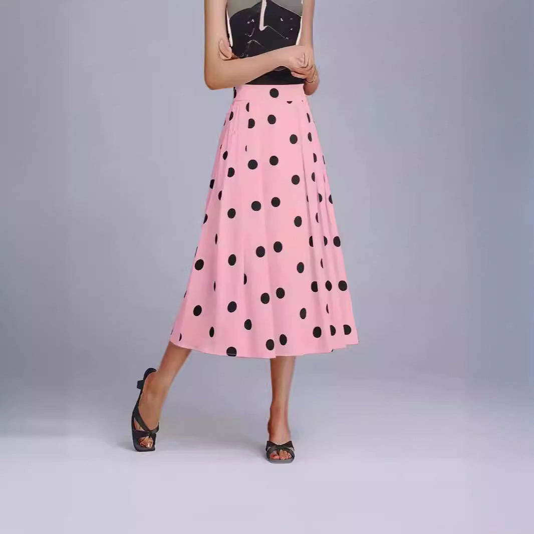 Damen Eleganter Midi-Rock mit Polka-Dots und Plisseefalten Stalluxe