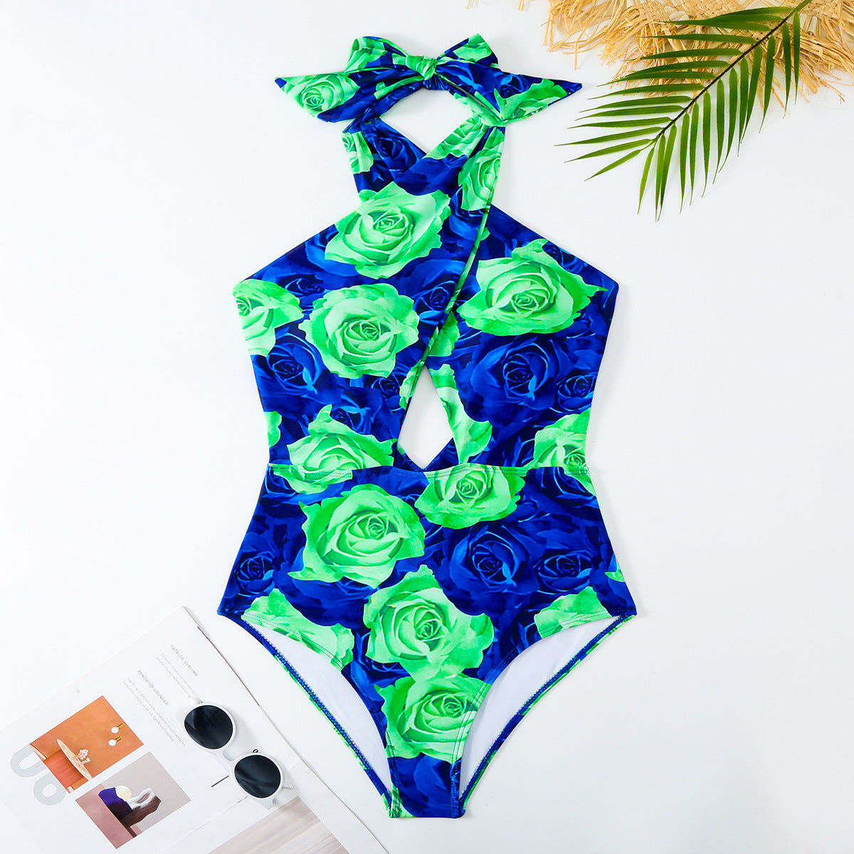 Damen Badesuit mit floralem Wickelrock Stalluxe