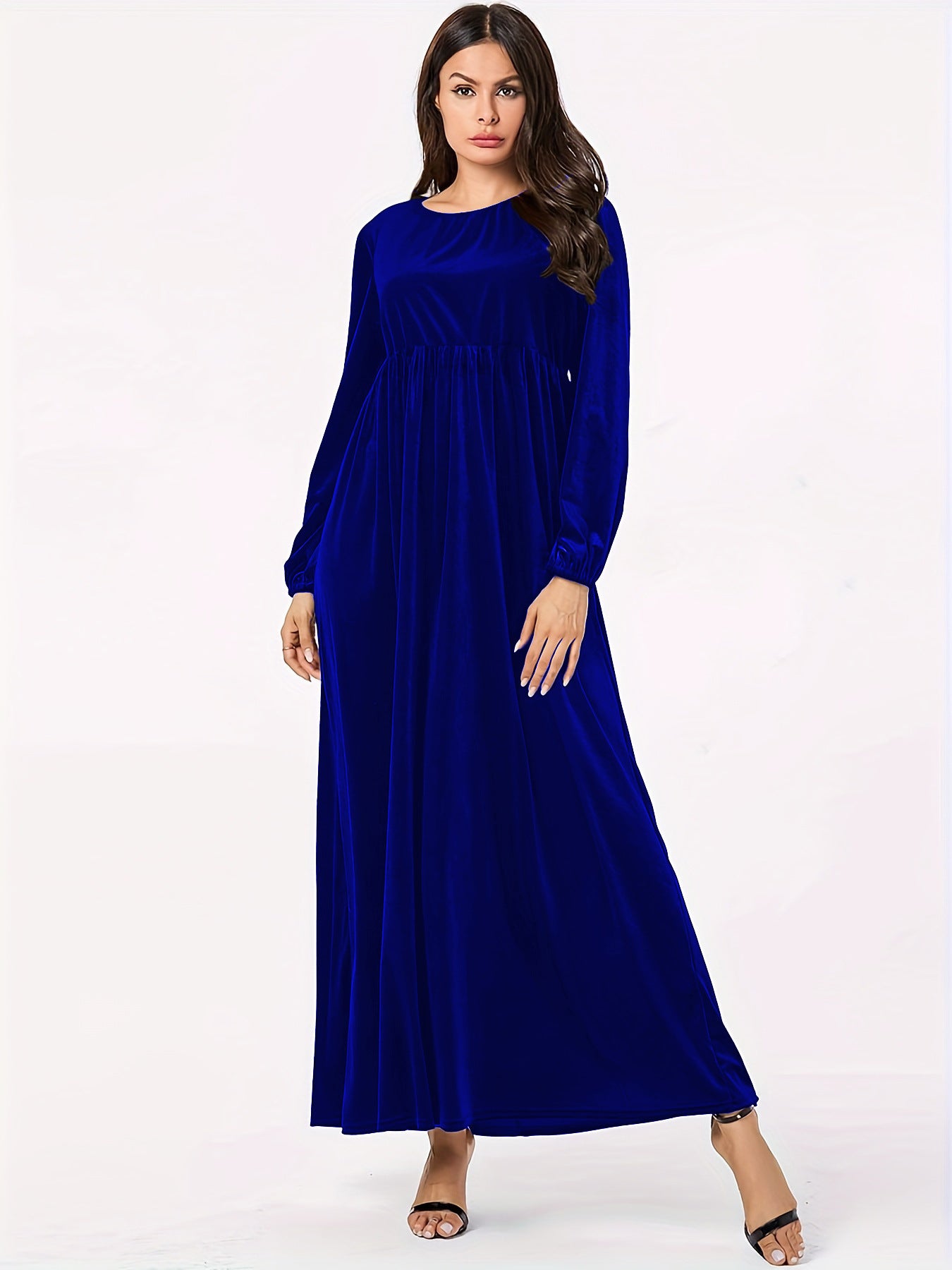 Damen Maxikleid aus luxuriösem Samt mit elegantem Faltenwurf Stalluxe