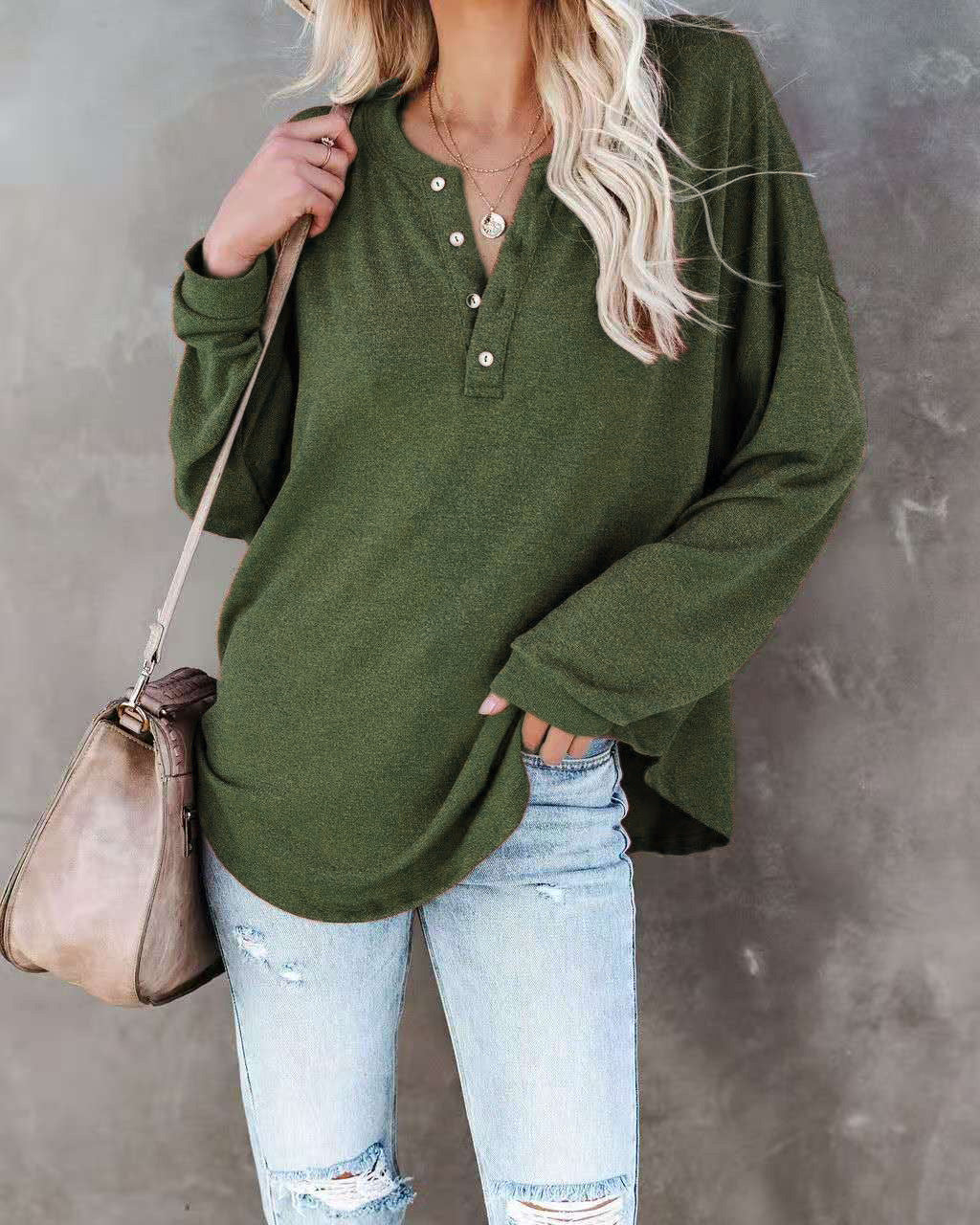 Damen Langarmshirt mit Knopfdetail und lässigem Schnitt Stalluxe