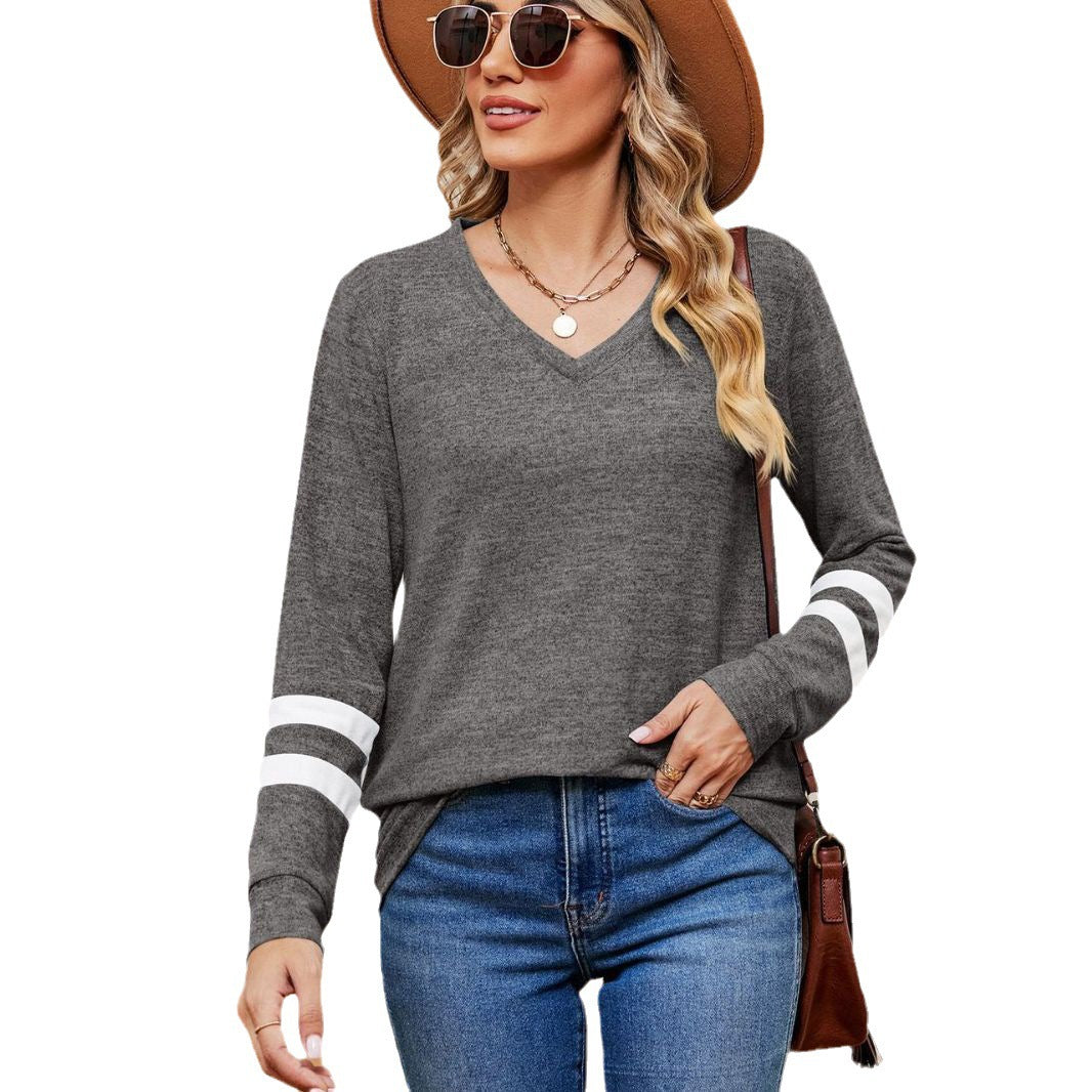 Damen V-Ausschnitt Sweatshirt mit grafischem Schulterdesign Stalluxe