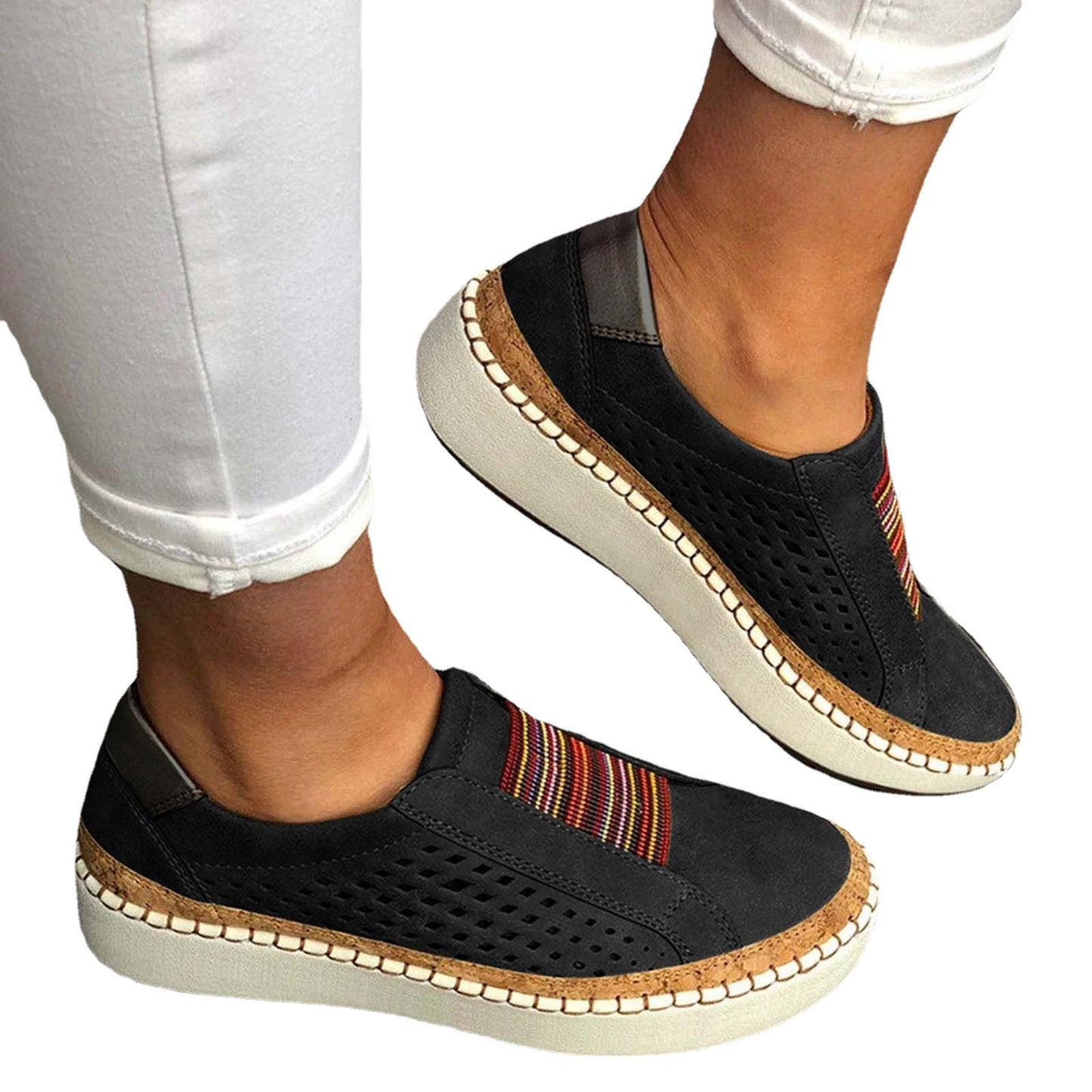 Damen bequeme Slip-On Sneakers mit atmungsaktiver Oberflächenstruktur Stalluxe