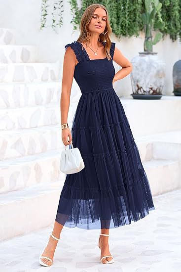 Damen Maxikleid mit voluminösem Tüllrock und Spitzen-Ärmeln Stalluxe
