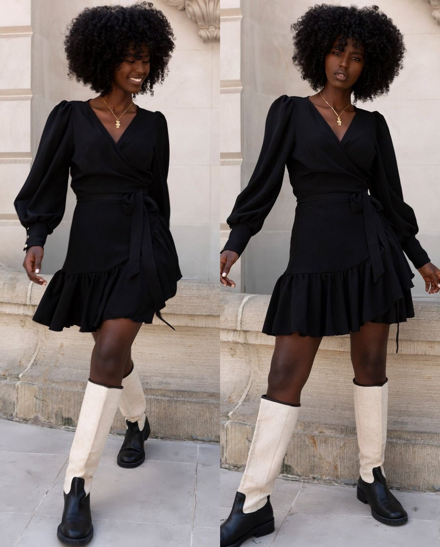 Damen Kurzarmkleid mit Raffungen und tierischem Muster Stalluxe