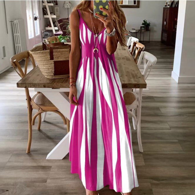 Damen Maxikleid mit modischem Streifenmuster Stalluxe