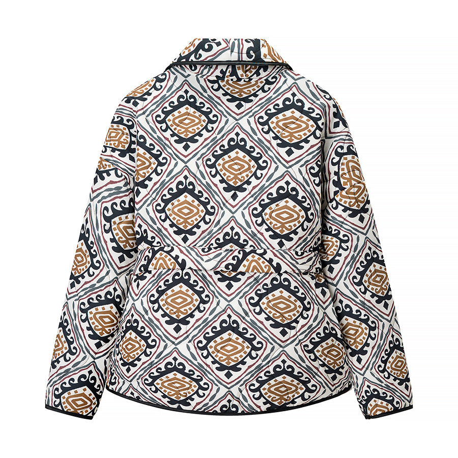 Damen modische blazerjacke mit taillierbarem Gürtel und einzigartigem Muster Stalluxe