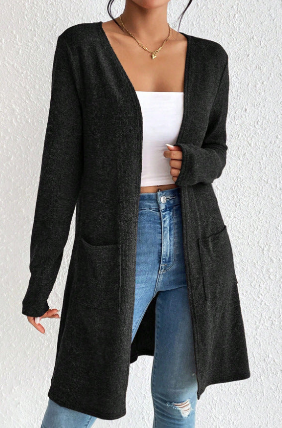 Damen lässige Strickjacke mit seitlichen Taschen und weitem Schnitt Stalluxe