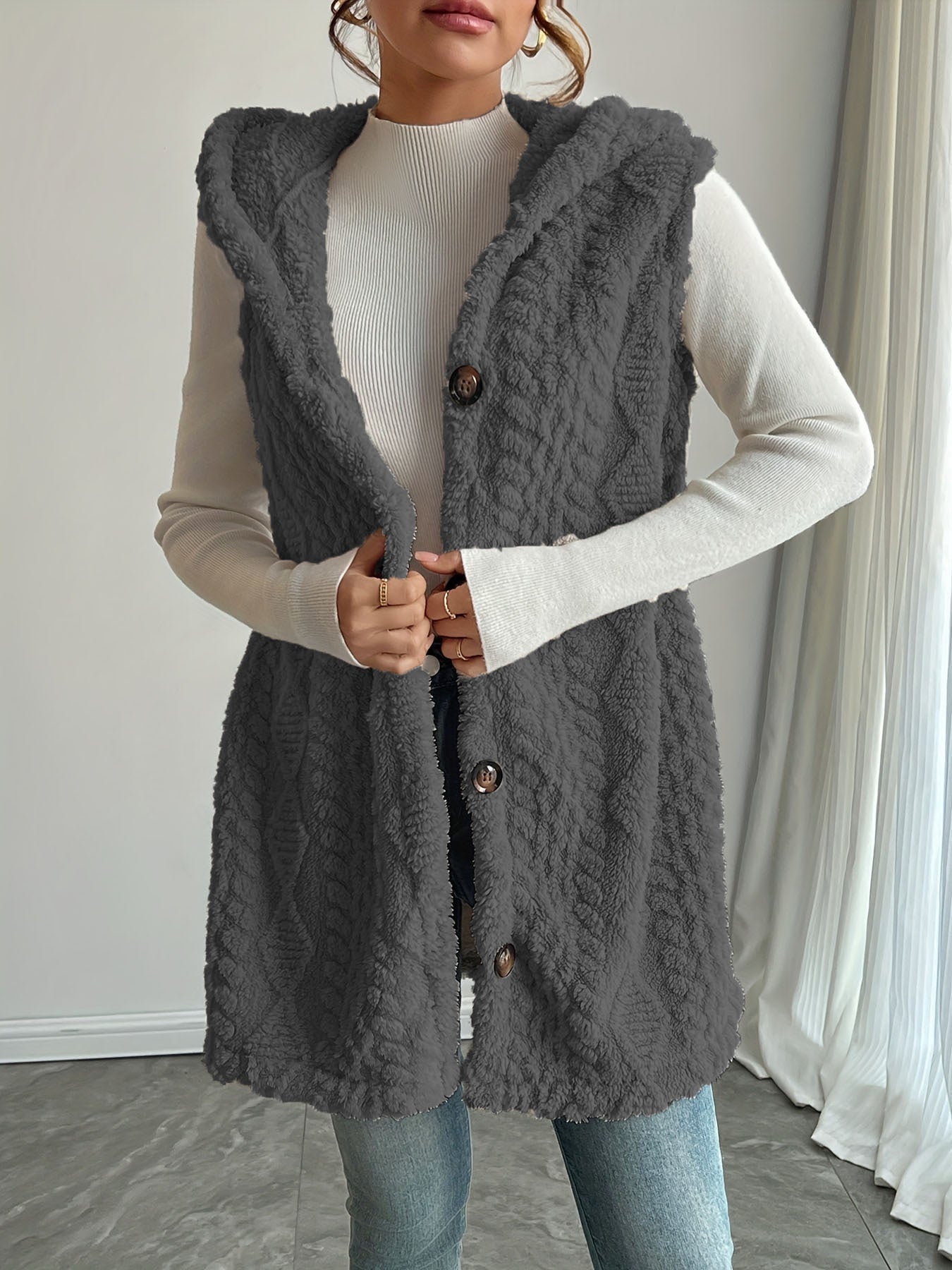 Damen Stylish gesteppte Weste mit Kapuze und Knopfverschluss Stalluxe