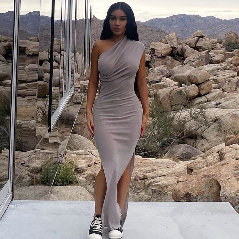 Women's Asymmetrical Slit Maxi Dress Stalluxe