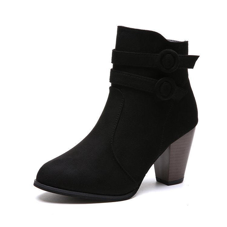 Damen Elegante Ankle Boots mit modischer Knopfdekoration und komfortablem Blockabsatz Stalluxe