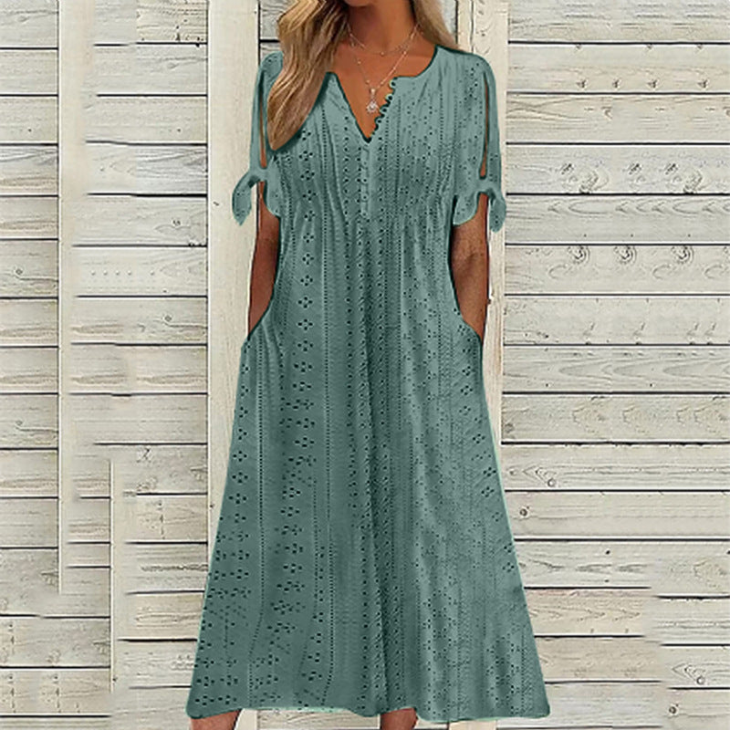 Damen lässiges Sommerkleid mit besonderer Lochmusterung Stalluxe