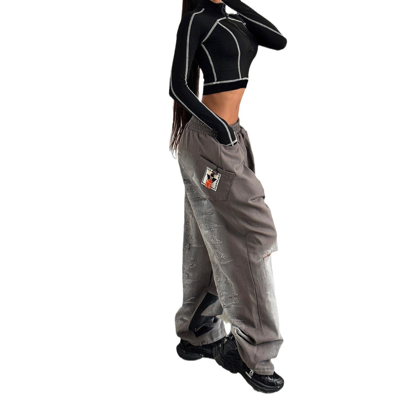 Damen Freizeit-Hose mit lässigem Oversized-Schnitt und modischen Rissdetails Stalluxe