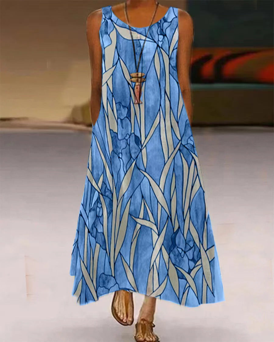 Damen Maxikleid mit floralem Muster und praktischen Taschen Stalluxe