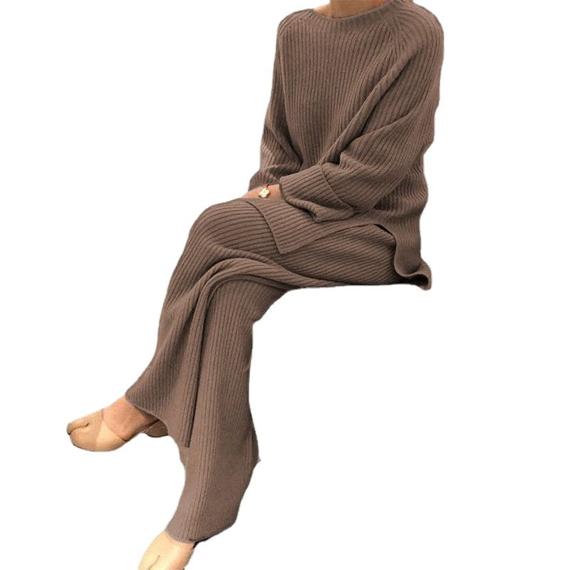 Damen Strickanzug mit weitem Schnitt und stilvollem Rippenmuster Stalluxe