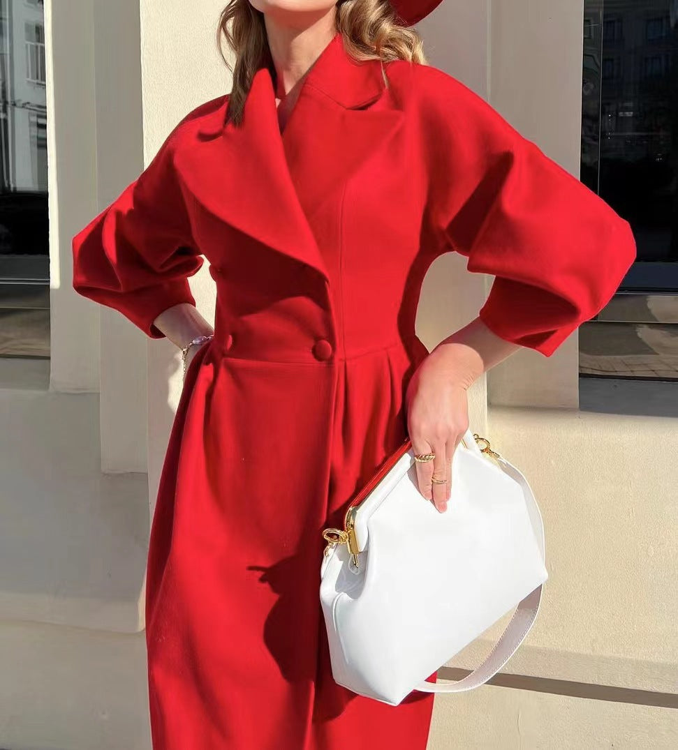 Damen Trenchcoat mit asymmetrischem Schlitz und puffärmeligen Details Stalluxe