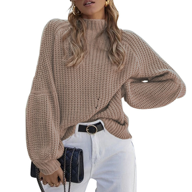 Damen Strickpullover mit weitem Schnitt und modernen Puffärmeln Stalluxe