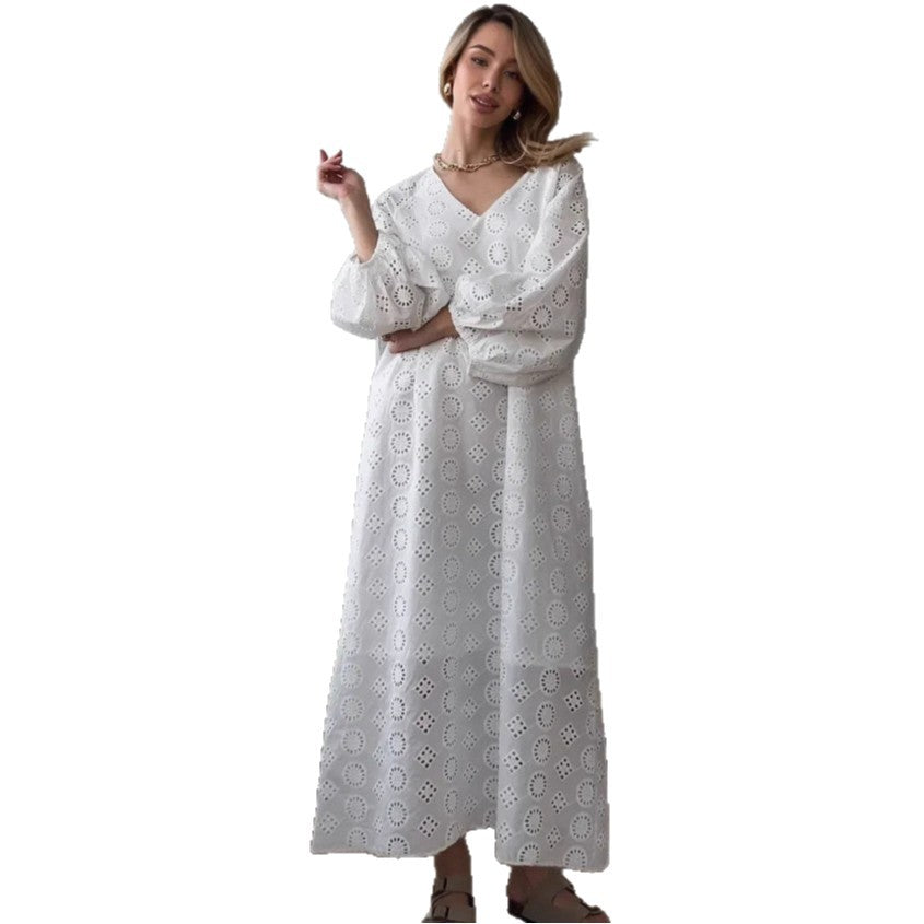 Damen Elegantes Luftiges Strandkleid mit Stickereidetails Stalluxe