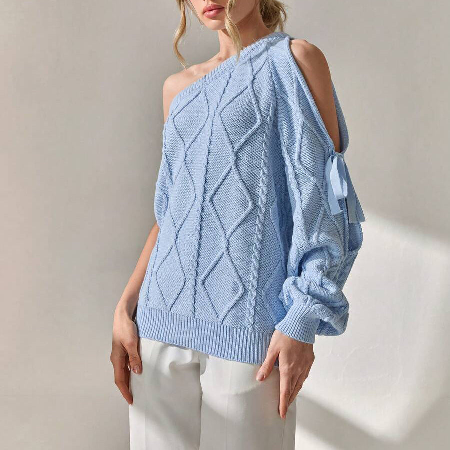 Damen Strickpullover mit asymmetrischen Cut-Out-Details und elegantem Rippdesign Stalluxe