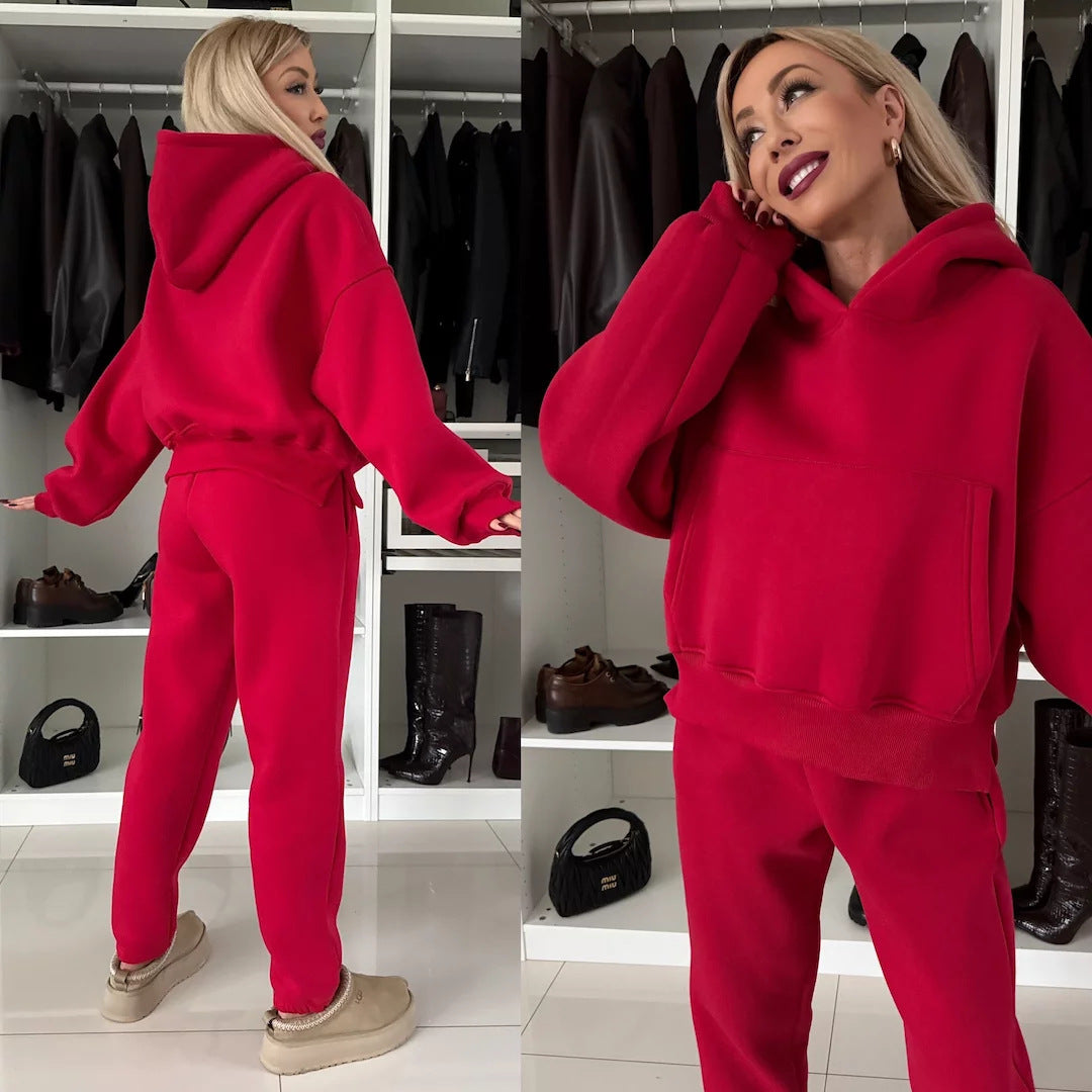 Damen lässiger Kapuzenpullover mit eleganter Passform und bequemen Jogginghosen Stalluxe