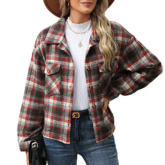 Damen Karierte Flanell Hemdjacke mit lässigem Schnitt und praktischen Taschen Stalluxe