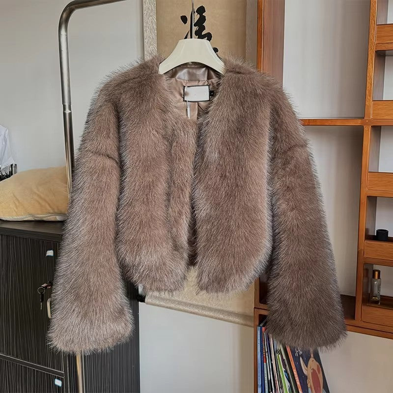 Damen Kuschelige Kunstpelzjacke mit offenem Schnitt Stalluxe