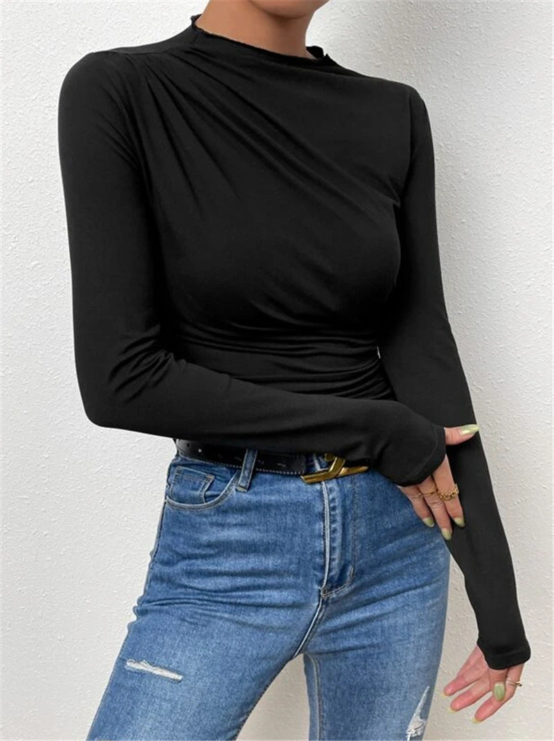 Damen Langarmshirt mit raffiniertem Drapé-Design Stalluxe