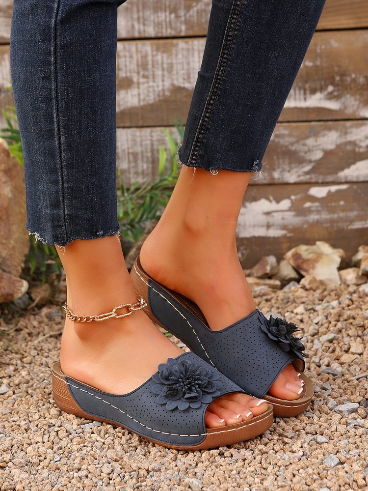 Damen modische Zehentrenner-Sandalen mit floralem Design und ergonomischem Komfort Stalluxe