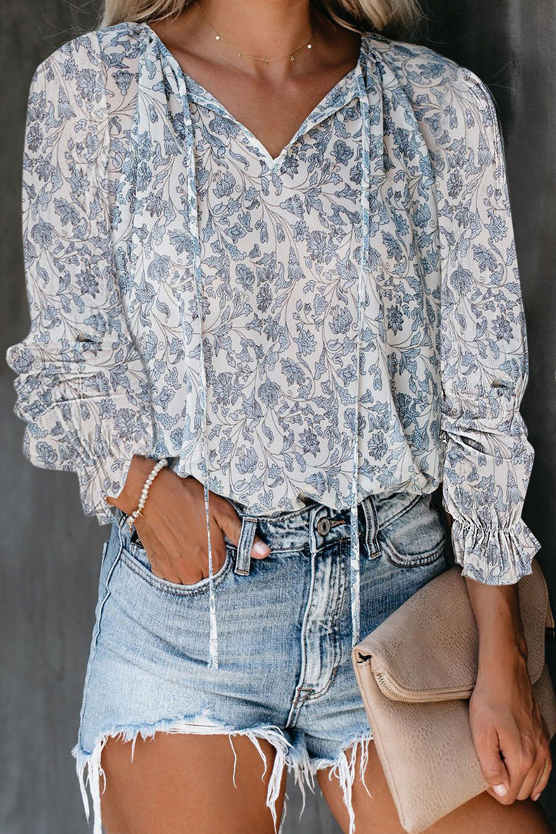 Damen Bluse mit raffiniertem Leopardenmuster und modischem V-Ausschnitt Stalluxe