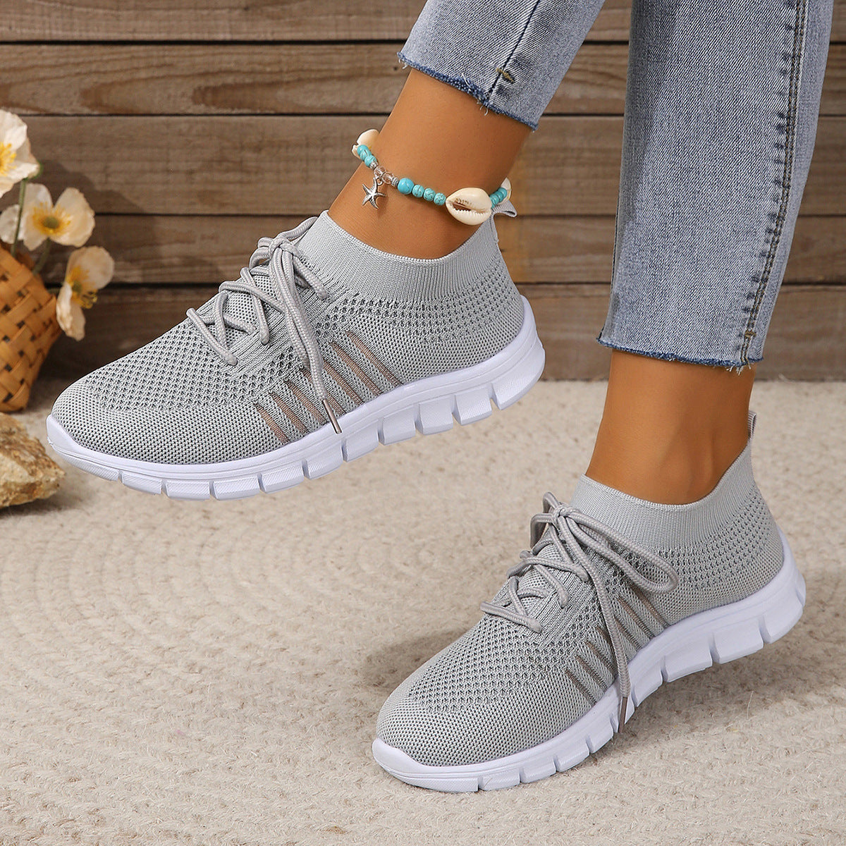 Damen Sportliche Sneakers mit atmungsaktivem Strickoberteil Stalluxe