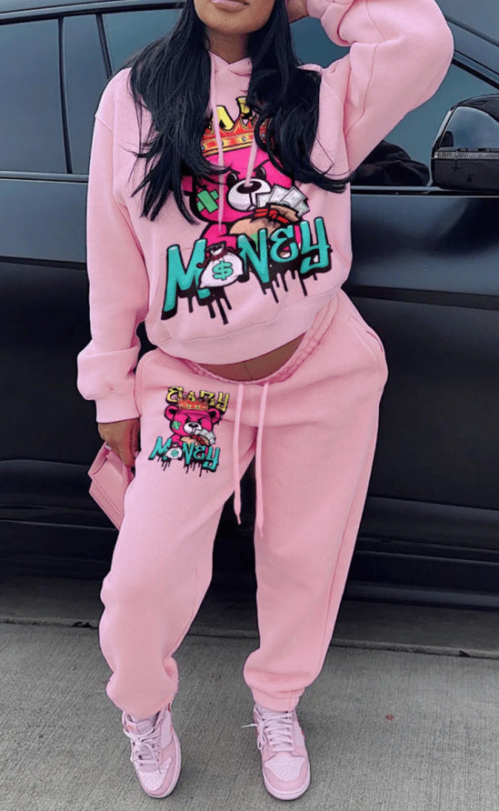 Damen Freizeitanzug mit stylischem Cartoon-Motiv Stalluxe