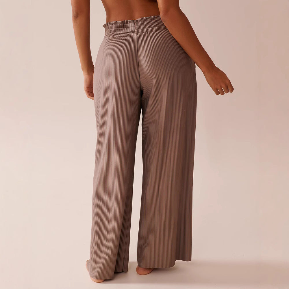 Damen Weitbeinige Falten Lounge-Hose Stalluxe