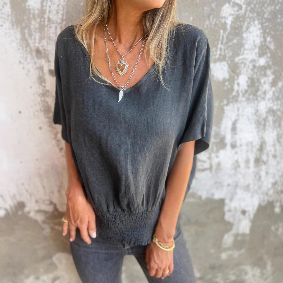 Damen Lässige Bluse mit elastischem Rüschensaum Stalluxe