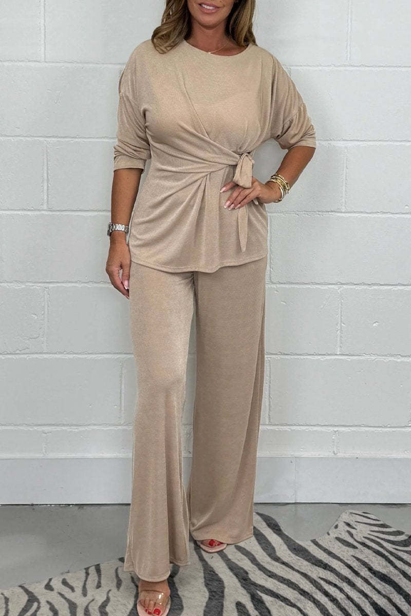 Damen modisches Two-In-One Lounge-Set mit elegantem Krawatten-Detail Stalluxe