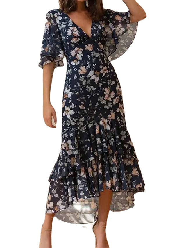 Damen Maxikleid mit voluminösen Ärmeln und floralem Design Stalluxe