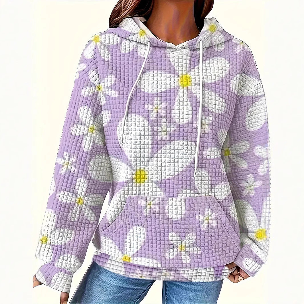 Damen Kapuzenpullover mit floralem Strukturmuster und bequemer Passform Stalluxe
