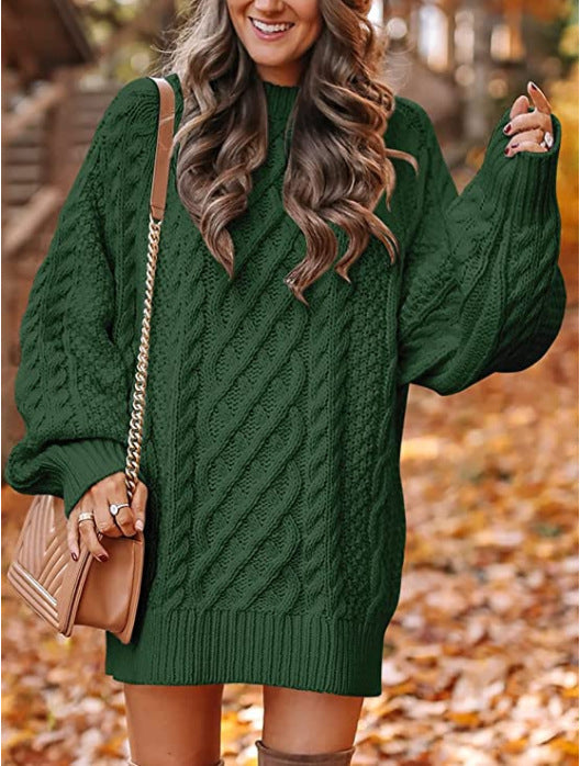Damen Grober Strickpullover mit voluminösen Ärmeln und dekorativem Zopfmuster Stalluxe