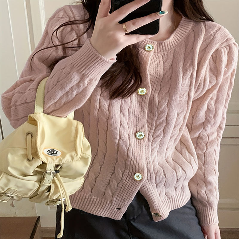 Damen Grobstrick Cardigan mit eleganten Knopfdetails und langem Arm Stalluxe