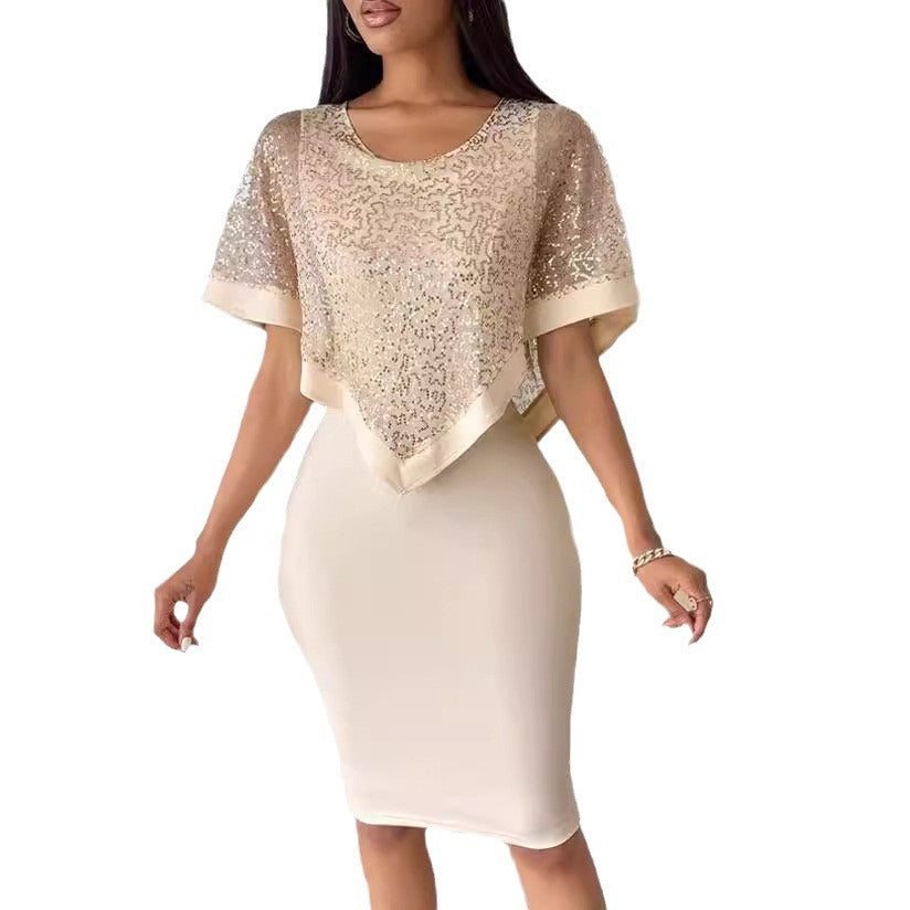 Damen elegante Abendrobe mit glitzerndem Überwurf Stalluxe