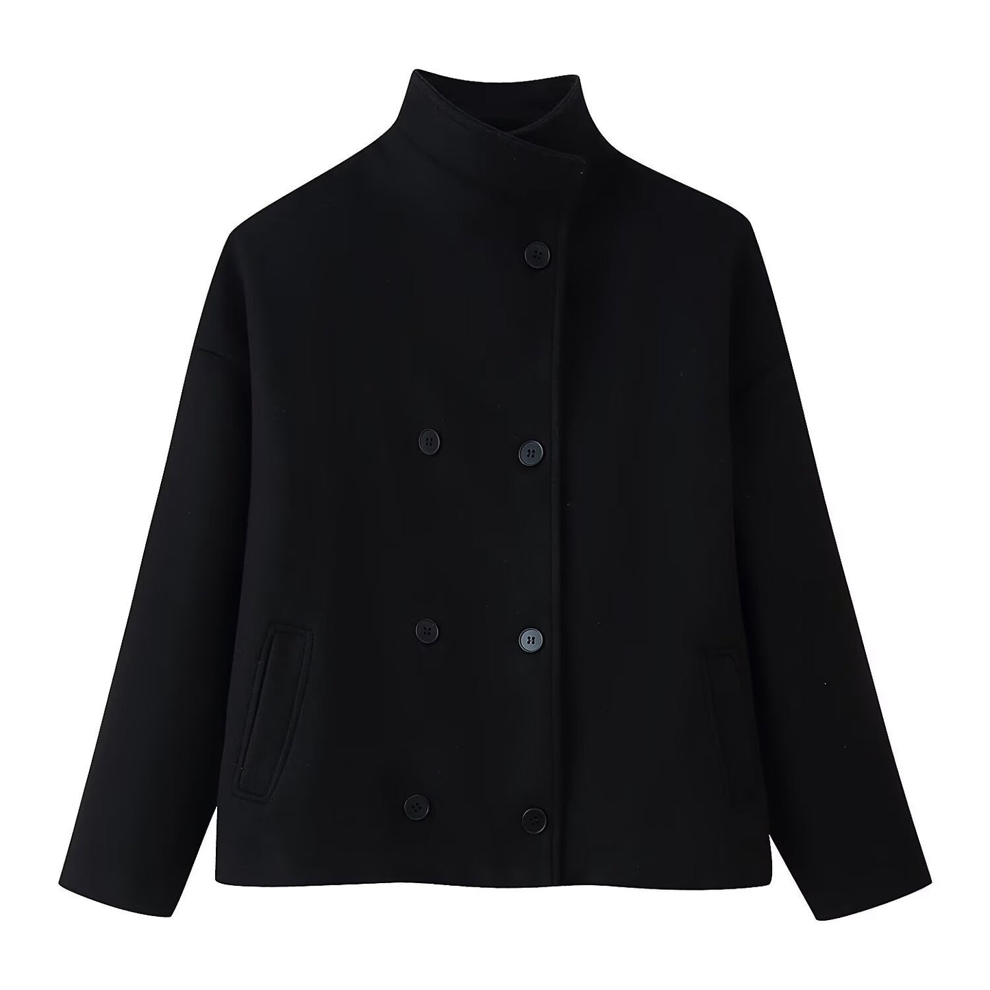 Damen modische Wolljacke mit doppelter Knopfleiste Stalluxe