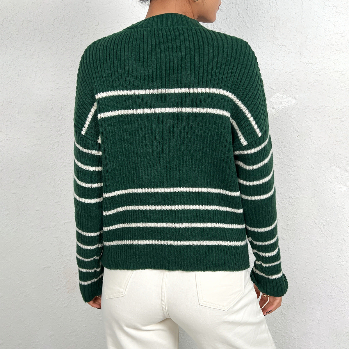 Damen gestreifter Strickpullover Stalluxe
