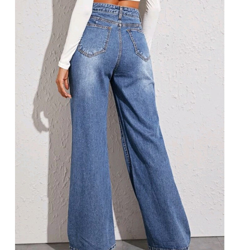 Damen Weit geschnittene Jeans mit hohem Bund Stalluxe