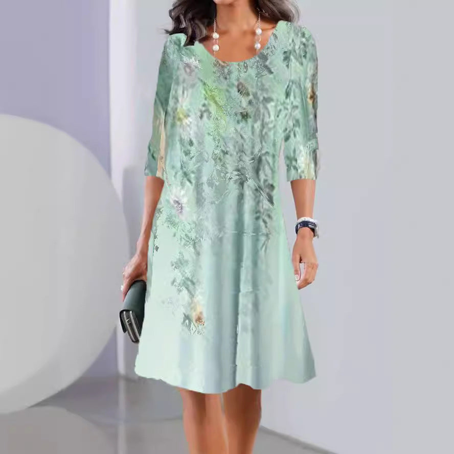 Damen A-Linien Kleid mit zartem floralem Muster Stalluxe