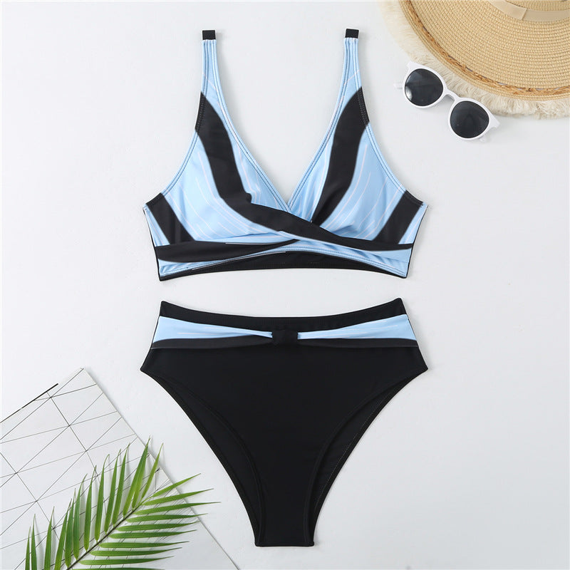 Damen Triangel-Bikini-Set mit modernem Wickelschnitt und elastischem Bund Stalluxe